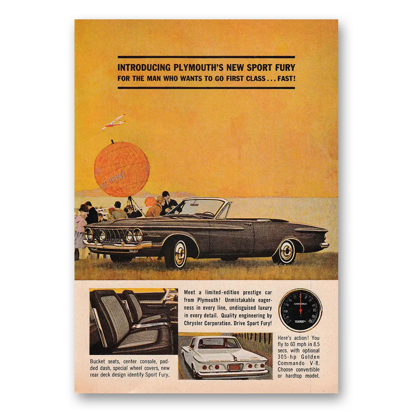 1962 Plymouth Fury For the Man Who Wants to Go First Class Vintage Magazine Print Ad