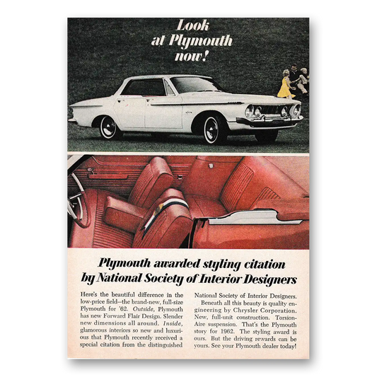 1962 Plymouth National Society of Interior Designers Vintage Magazine Print Ad