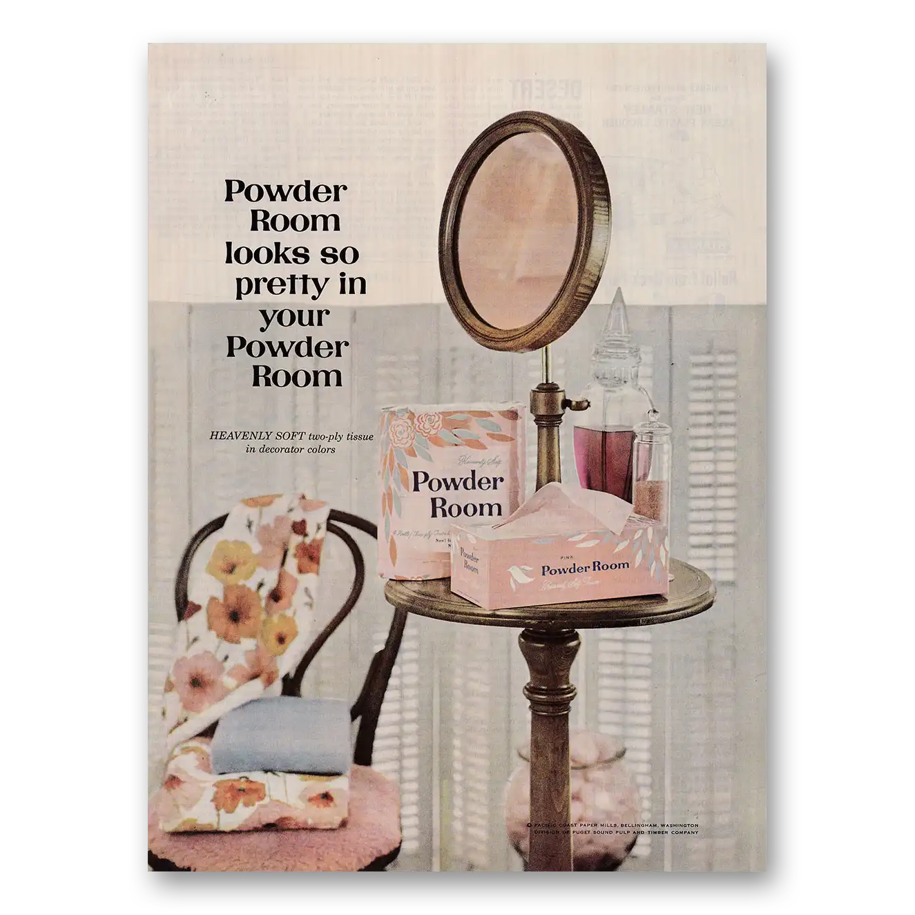 1962 Powder Room Tissue Looks So Pretty Vintage Magazine Print Ad