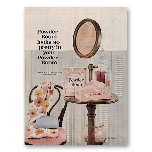 1962 Powder Room Tissue Looks So Pretty Vintage Magazine Print Ad