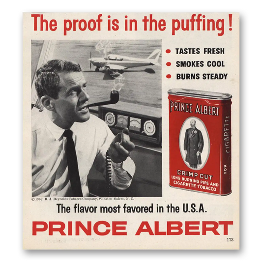 1962 Prince Albert Tobacco Pilot Vintage Magazine Print Ad