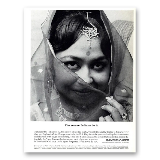 1962 Qantas Airlines Serene Indians Do It Vintage Magazine Print Ad