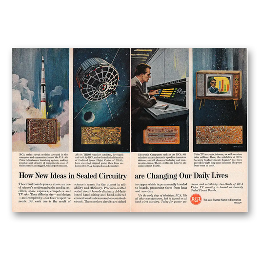 1962 RCA Television New Ideas in Sealed Circuitry are Changing Our Daily Lives Vintage Magazine Print Ad