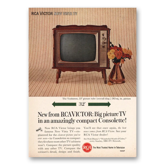 1962 RCA Television Big Picture Vista TV Consolette Vintage Magazine Print Ad