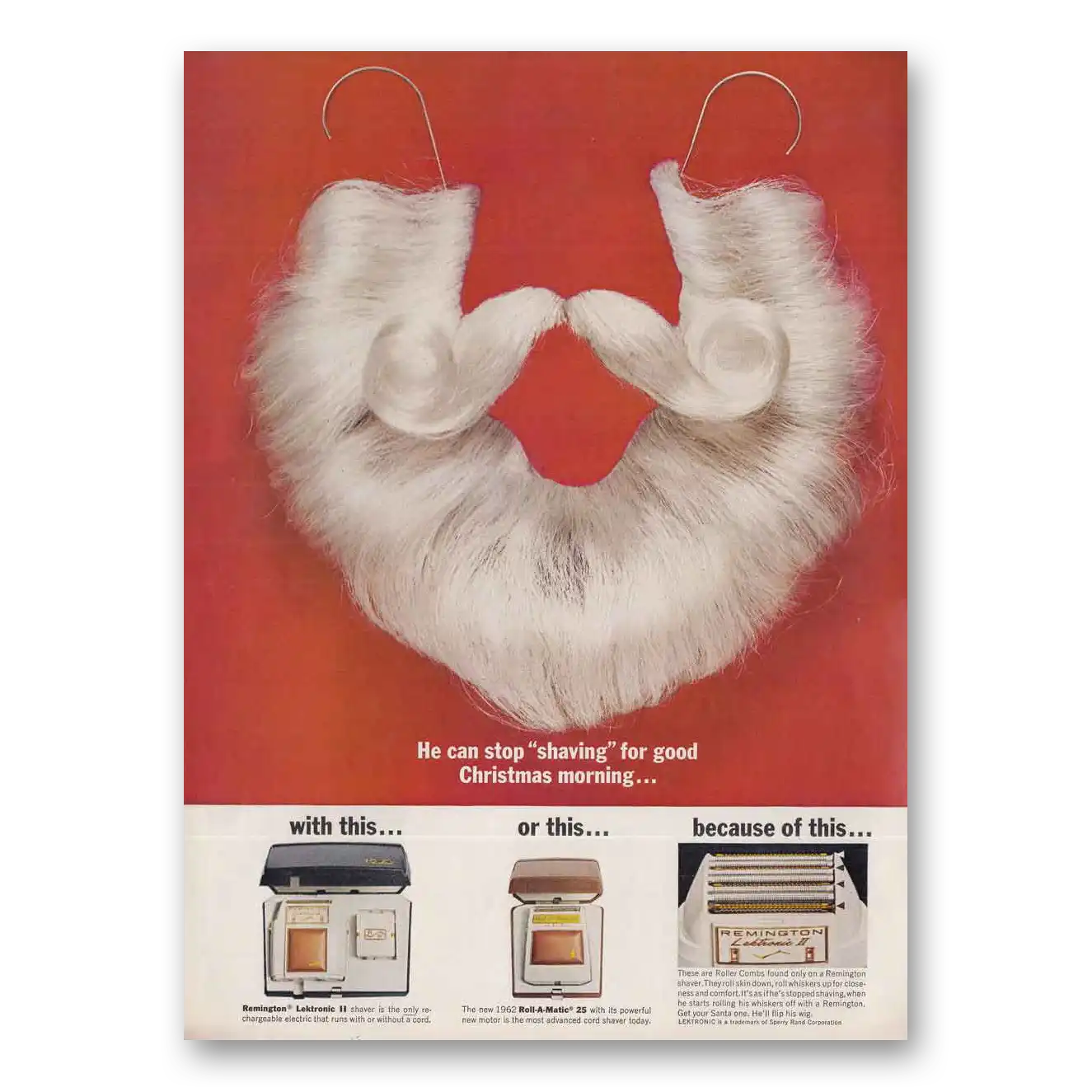 1962 Remington Electric Shavers He Can Stop Shaving Vintage Magazine Print Ad