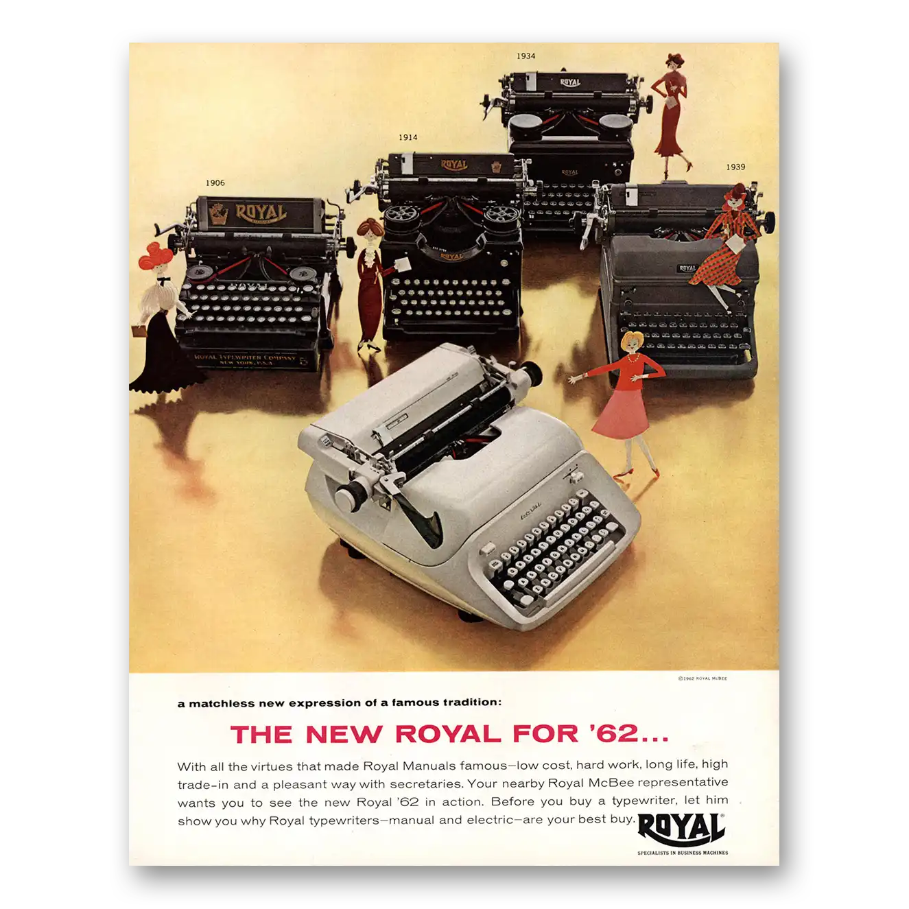 1962 Royal Typewriter Matchless New Expression Vintage Magazine Print Ad