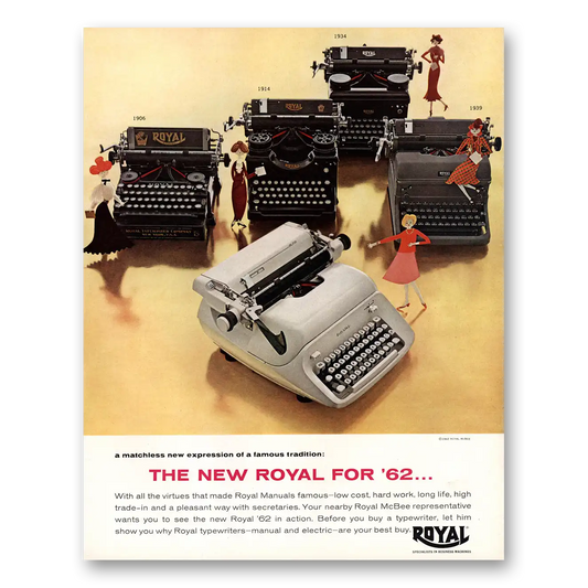 1962 Royal Typewriter Matchless New Expression Vintage Magazine Print Ad