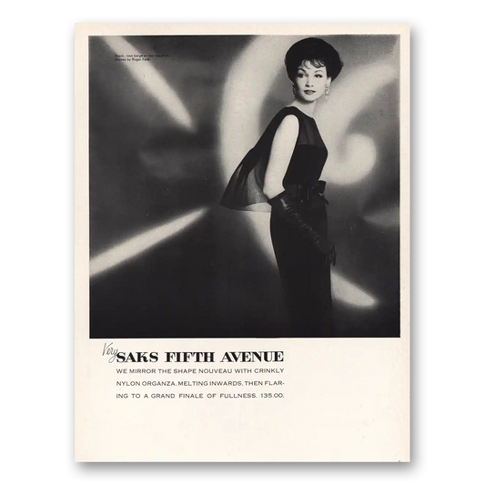 1962 Saks Fifth Avenue Mirror the Shape Nouveau Vintage Magazine Print Ad