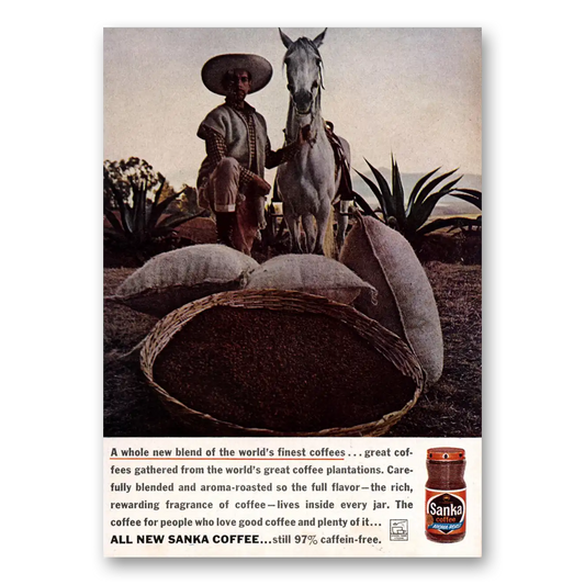 1962 Sanka Coffee Whole New Blend Vintage Magazine Print Ad