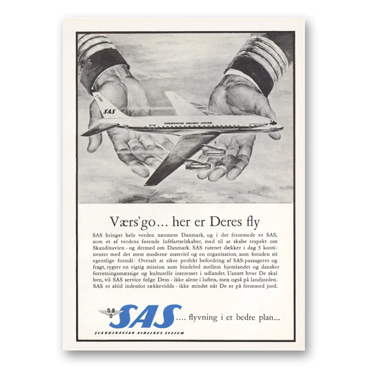 1962 SAS Scandinavian Airlines Her Er Deres Fly Dutch Vintage Magazine Print Ad