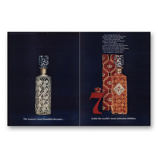 1962 Seagrams 7 Crown Whiskey Seasons Most Beautiful Decanter Vintage Magazine Print Ad