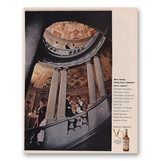 1962 Seagrams VO Whisky How Many Kings Have Climbed These Stairs Vintage Magazine Print Ad