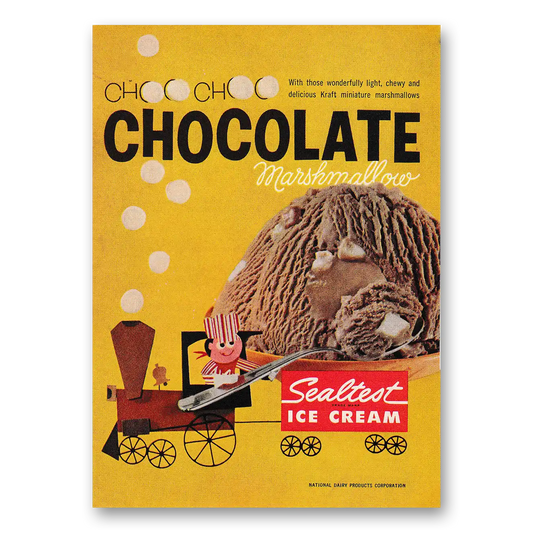 1962 Sealtest Chocolate Marshmallow Ice Cream Choo Choo Vintage Magazine Print Ad