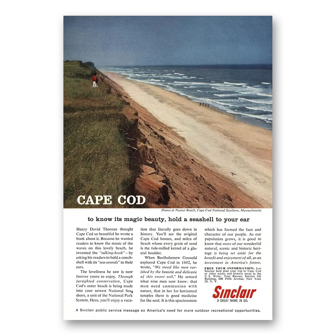 1962 Sinclair Cape Cod Nauset Beach Vintage Magazine Print Ad