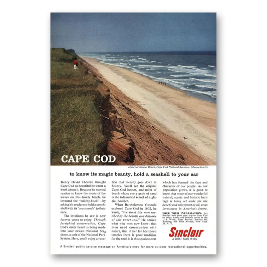 1962 Sinclair Cape Cod Nauset Beach Vintage Magazine Print Ad