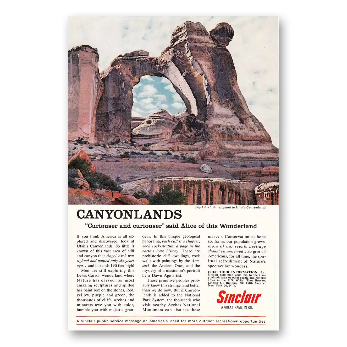 1962 Sinclair Canyonlands Curiouser and Curiouser Vintage Magazine Print Ad