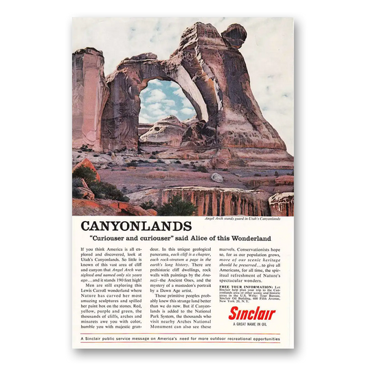 1962 Sinclair Canyonlands Curiouser and Curiouser Vintage Magazine Print Ad