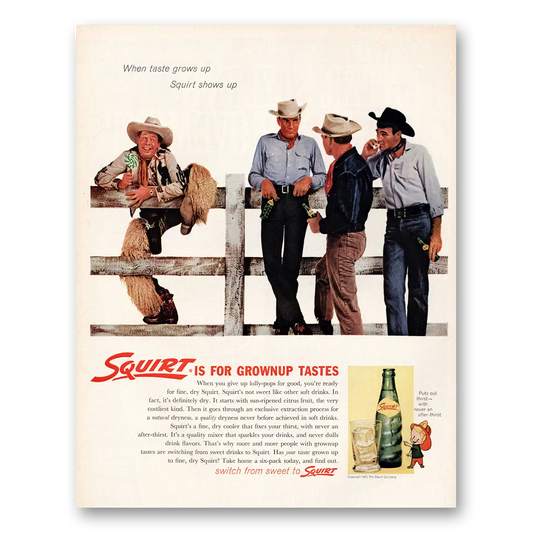 1962 Squirt Soft Drink For Grownup Tastes Vintage Magazine Print Ad