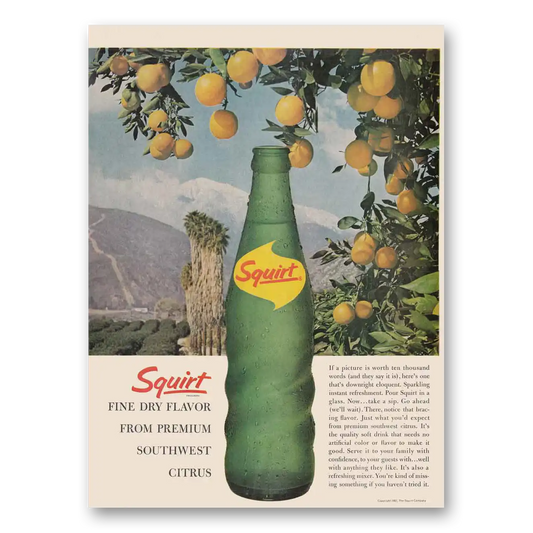 1962 Squirt Soft Drink Fine Dry Flavor Southwest Citrus Vintage Magazine Print Ad