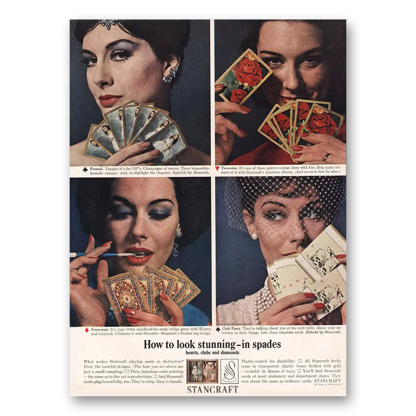 1962 Stancraft Playing Cards Look Stunning In Spades Vintage Magazine Print Ad