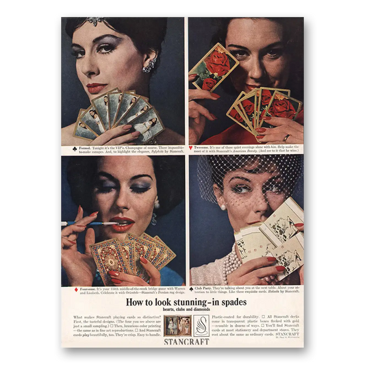 1962 Stancraft Playing Cards Look Stunning In Spades Vintage Magazine Print Ad