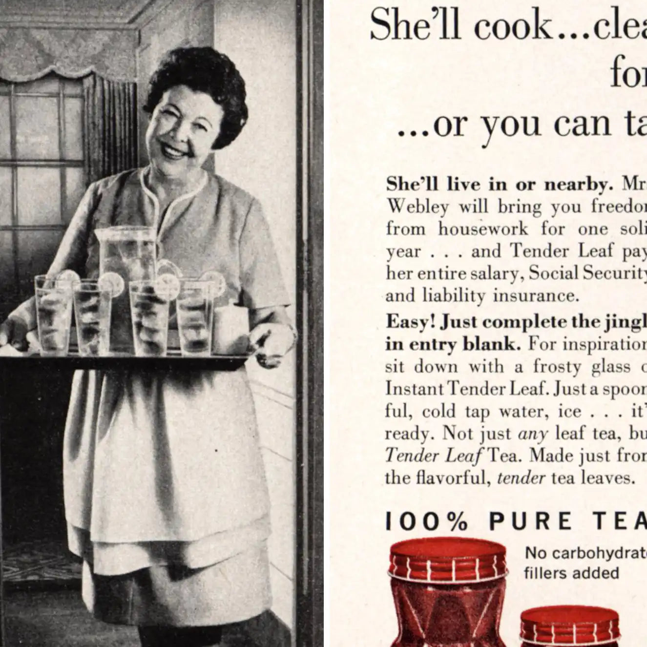 1962 Tender Leaf Tea Win Mrs Webley Vintage Magazine Print Ad