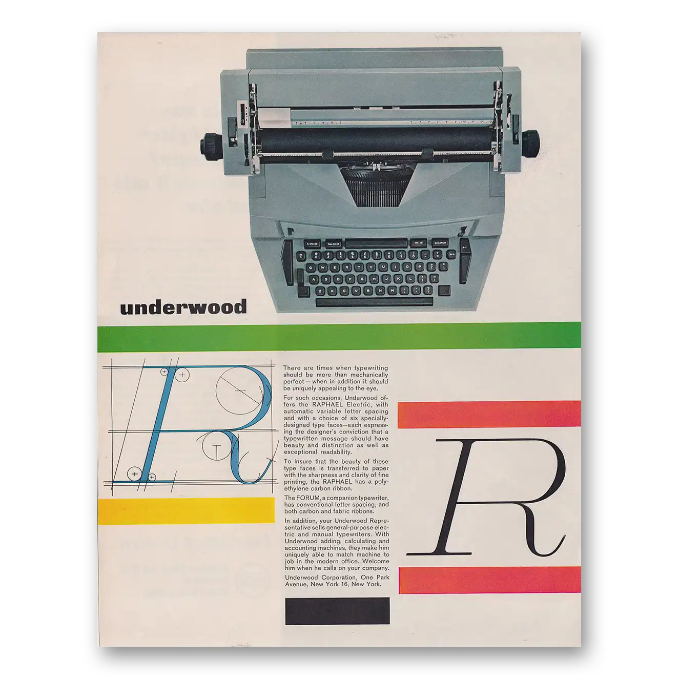 1962 Underwood Raphael Typewriter Should Be More Than Mechanically Perfect Vintage Magazine Print Ad