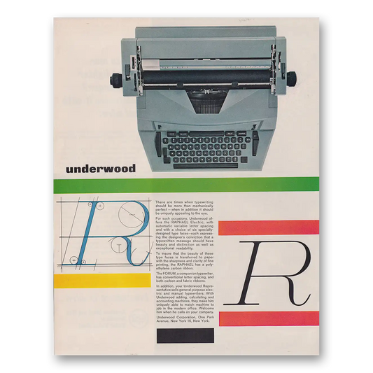 1962 Underwood Raphael Typewriter Should Be More Than Mechanically Perfect Vintage Magazine Print Ad