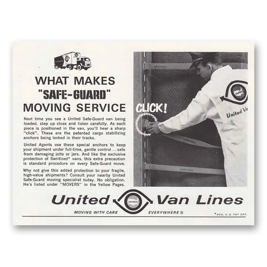 1962 United Van Lines Safe Guard Moving Service Vintage Magazine Print Ad