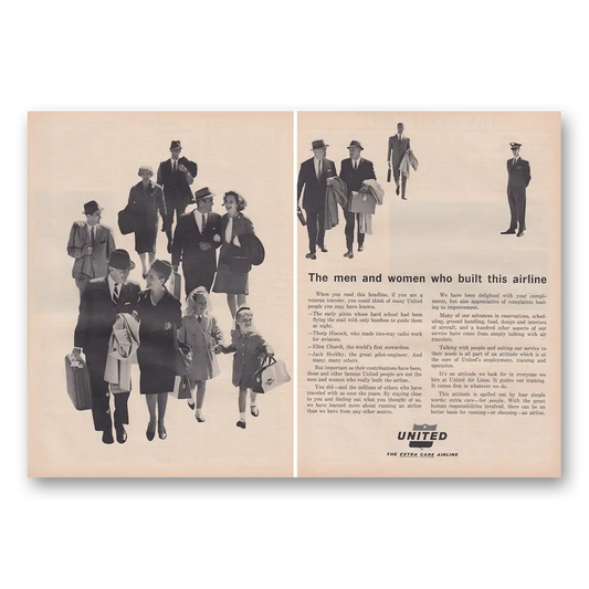 1962 United Airlines Men and Women Who Built This Airline Vintage Magazine Print Ad