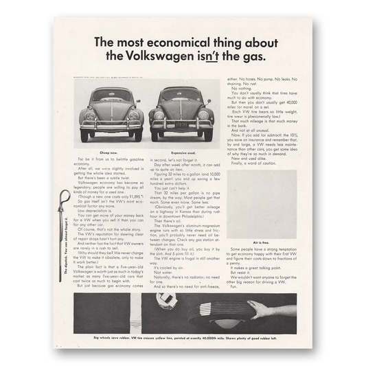 1962 Volkswagen Beetle Most Economical Thing Vintage Magazine Print Ad