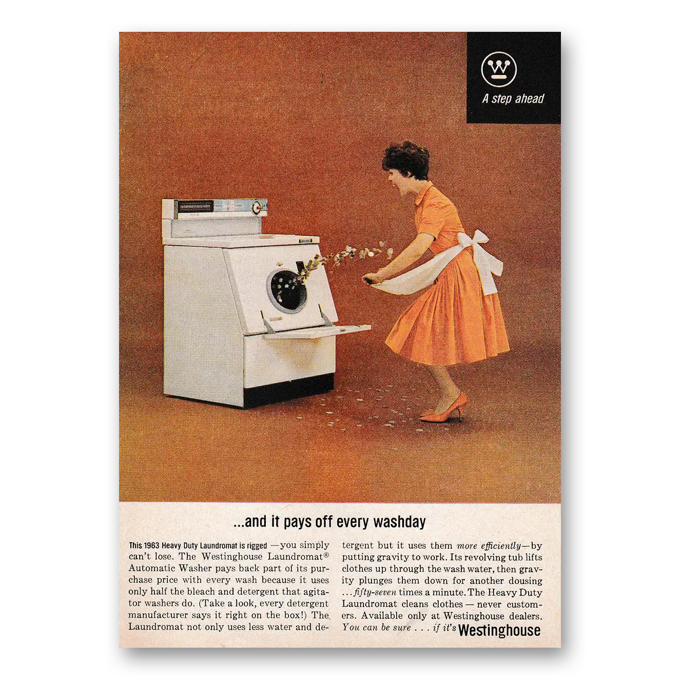 1962 Westinghouse Washer And It Pays Off Every Washday Vintage Magazine Print Ad