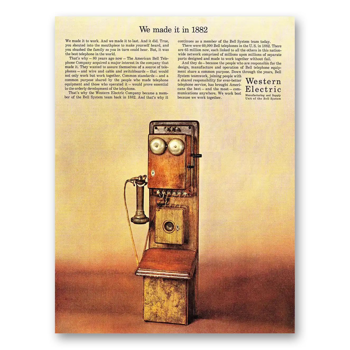 1962 Western Electric We Made It In 1882 Vintage Magazine Print Ad