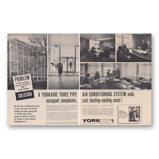 1962 York Air Conditioning Yorkaire Penn 17 Office Building Vintage Magazine Print Ad