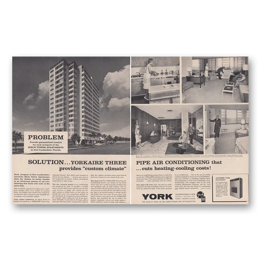 1962 York Air Conditioning Birch Tower Apartments Vintage Magazine Print Ad