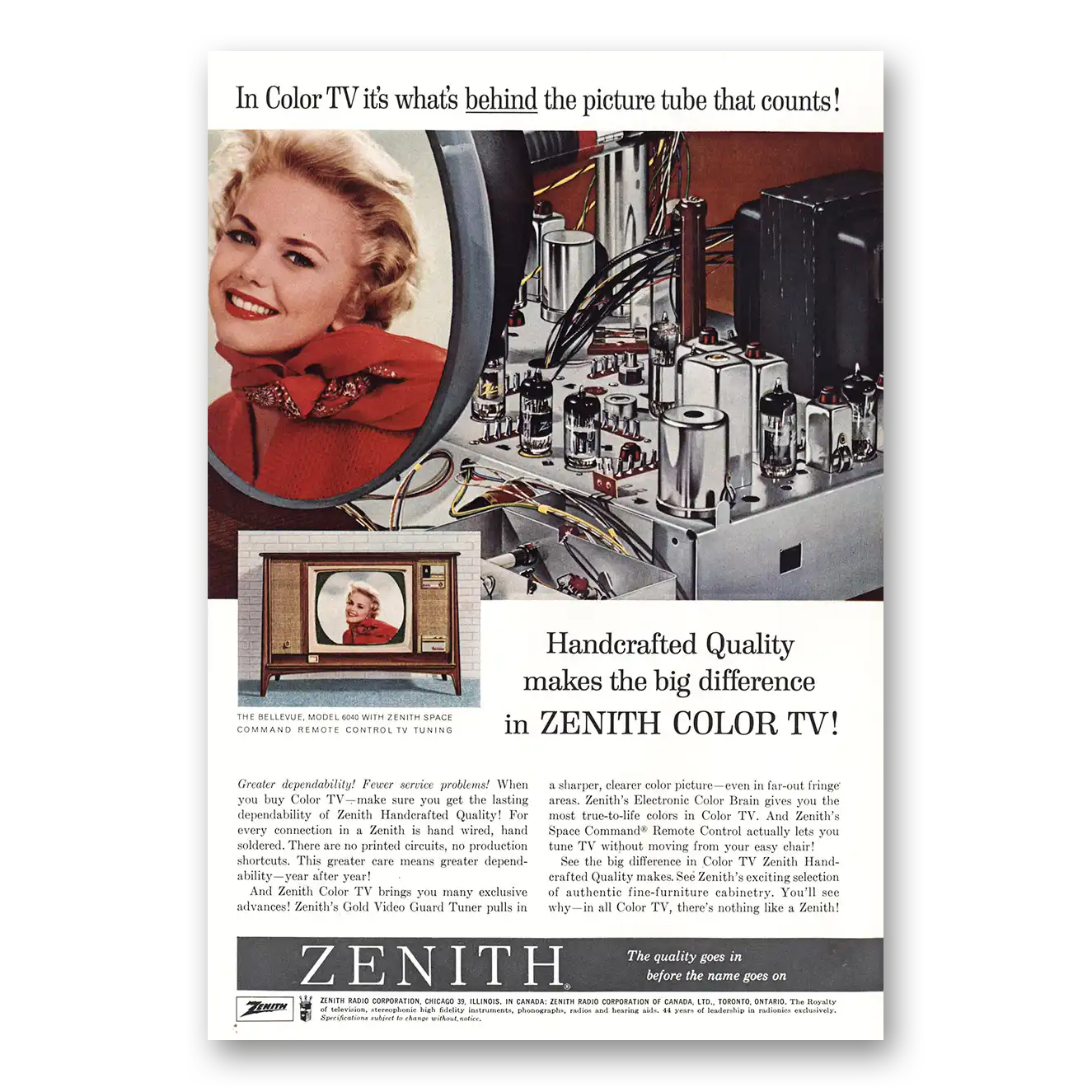 1962 Zenith Television Whats Behind Picture Tube Vintage Magazine Print Ad