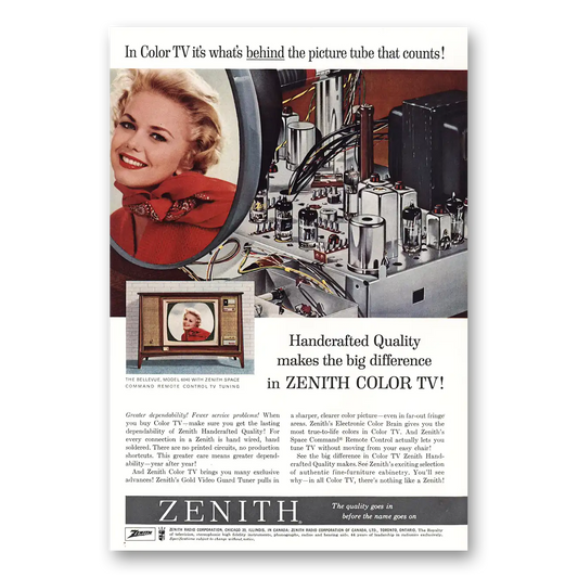 1962 Zenith Television Whats Behind Picture Tube Vintage Magazine Print Ad