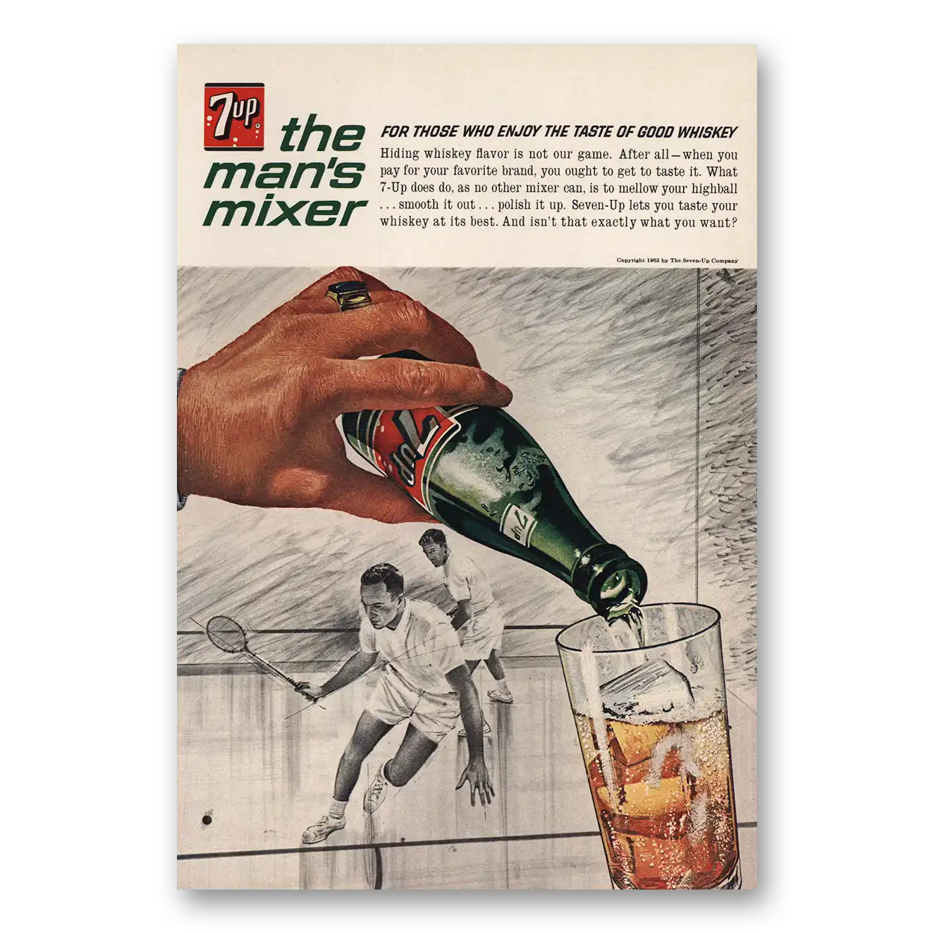 1963 7Up The Mans Mixer Vintage Magazine Print Ad