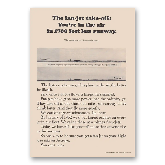 1963 American Airlines Astrojet Fan Jet Take Off Vintage Magazine Print Ad