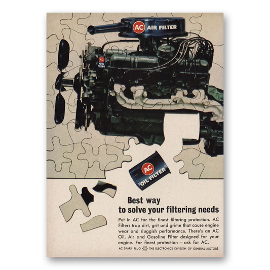 1963 AC Oil Filter Solve Your Filtering Needs Puzzle Vintage Magazine Print Ad