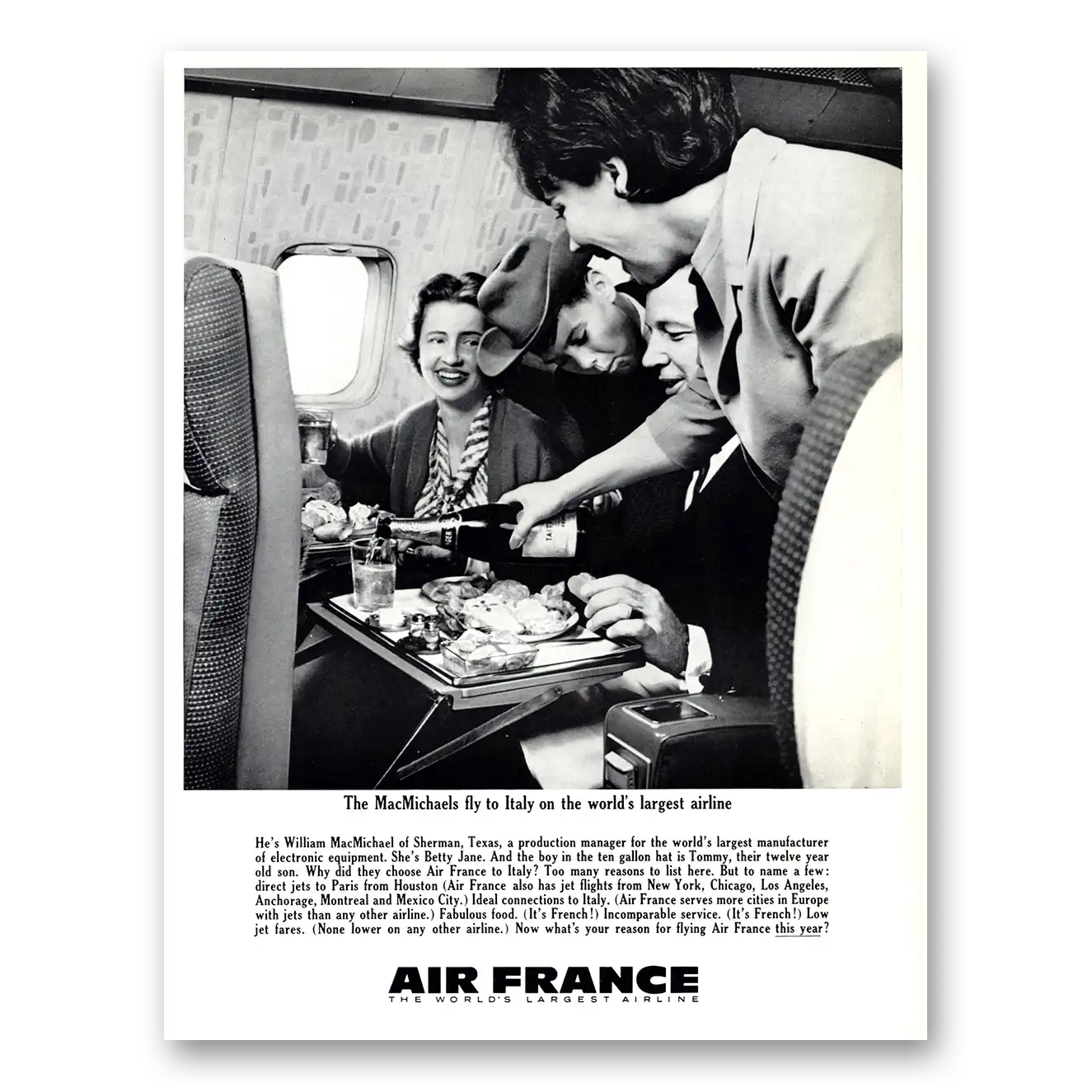 1963 Air France MacMichaels Fly to Italy Vintage Magazine Print Ad