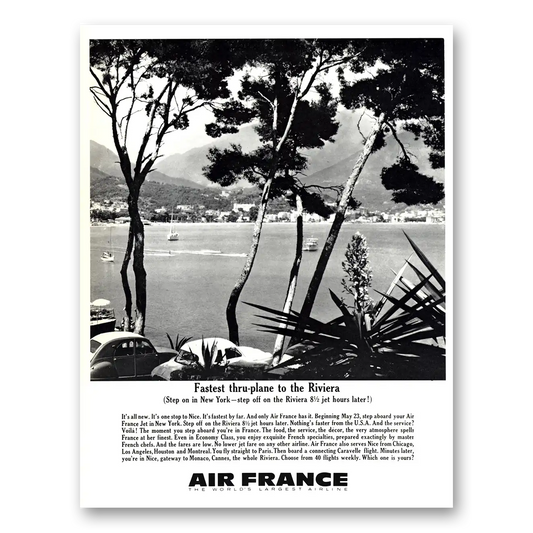 1963 Air France Fastest Thru Plane to Riviera Vintage Magazine Print Ad