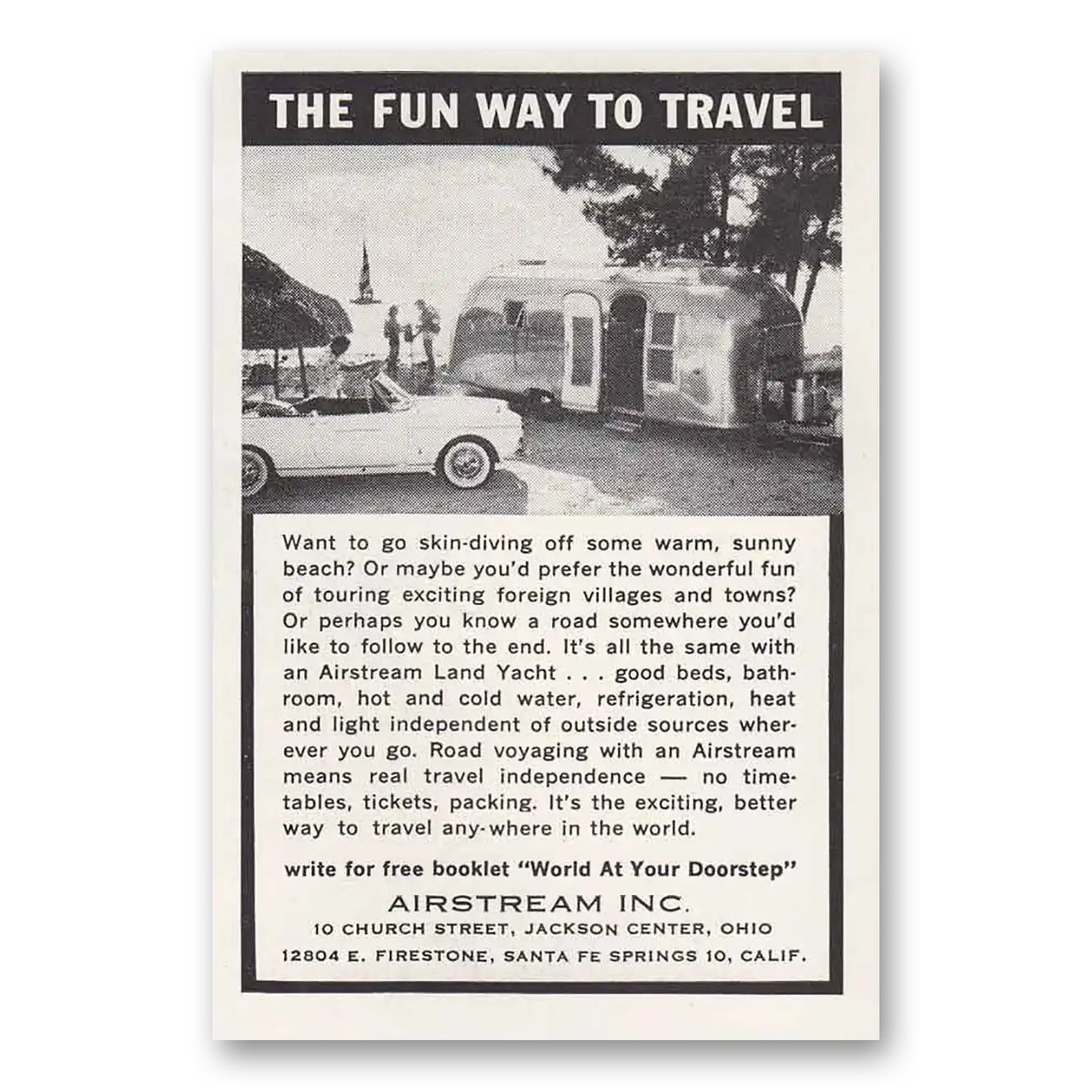 1963 Airstream Trailers Skin Diving Off Some Warm Sunny Beach Vintage Magazine Print Ad