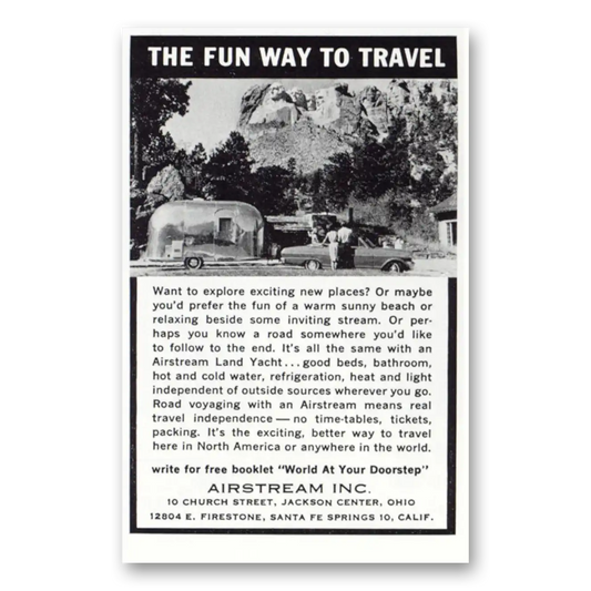 1963 Airstream Trailers Mount Rushmore Fun Way to Travel Vintage Magazine Print Ad