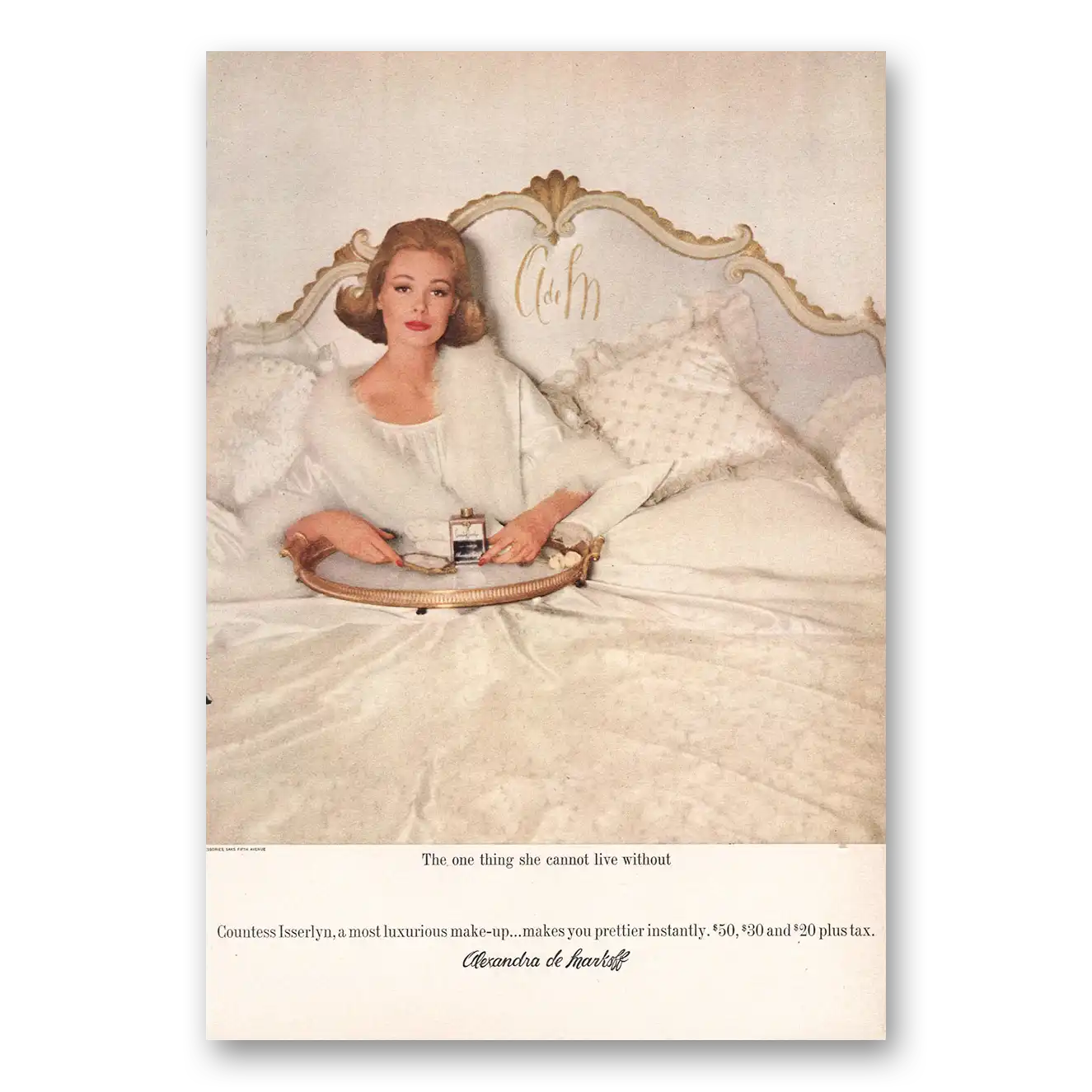 1963 Alexandra de Markoff One Thing She Cannot Live Without Vintage Magazine Print Ad