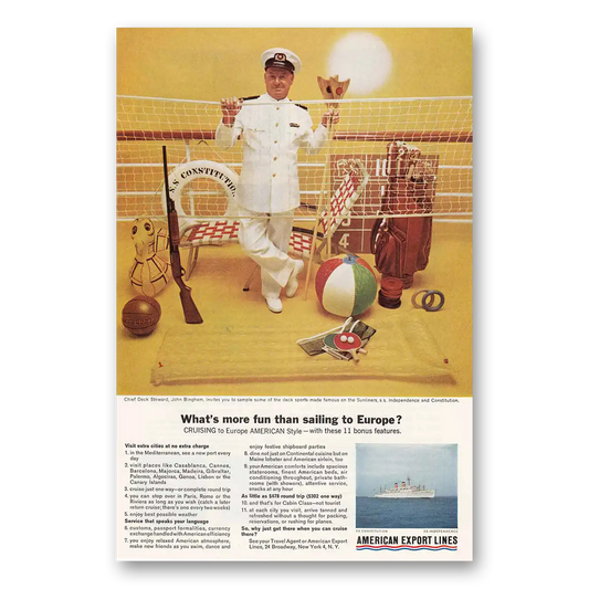 1963 American Export Lines More Fun Than Sailing Vintage Magazine Print Ad