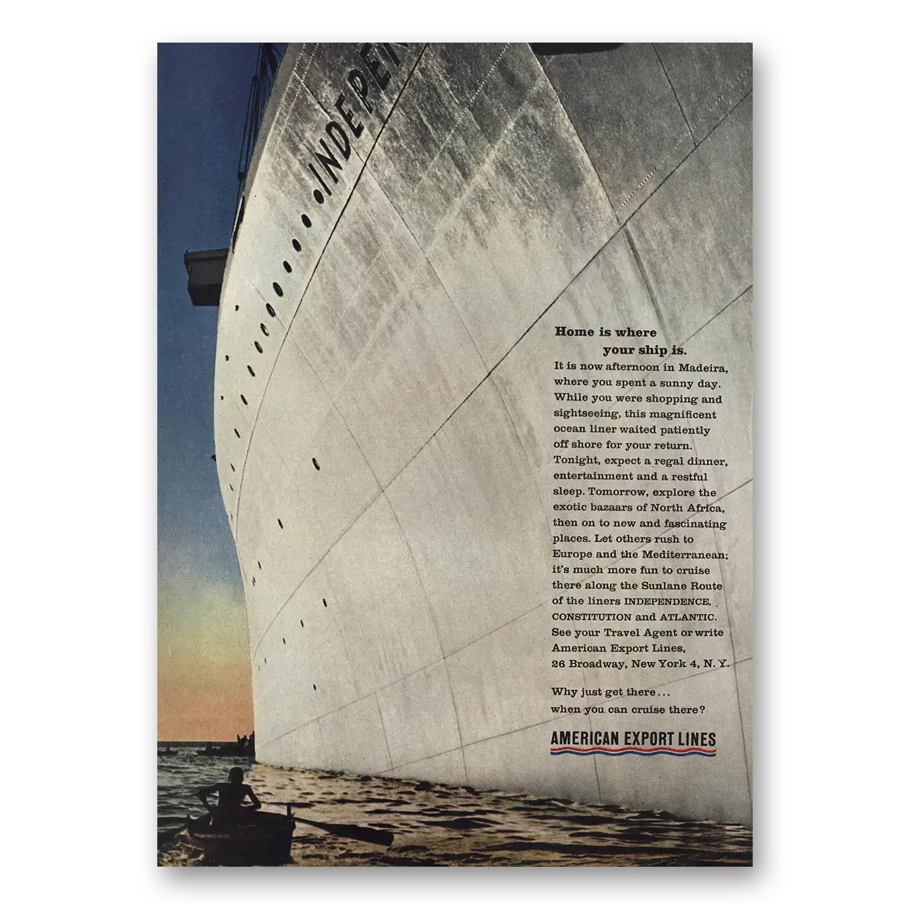 1963 American Export Lines Home Is Where Your Ship Is Vintage Magazine Print Ad