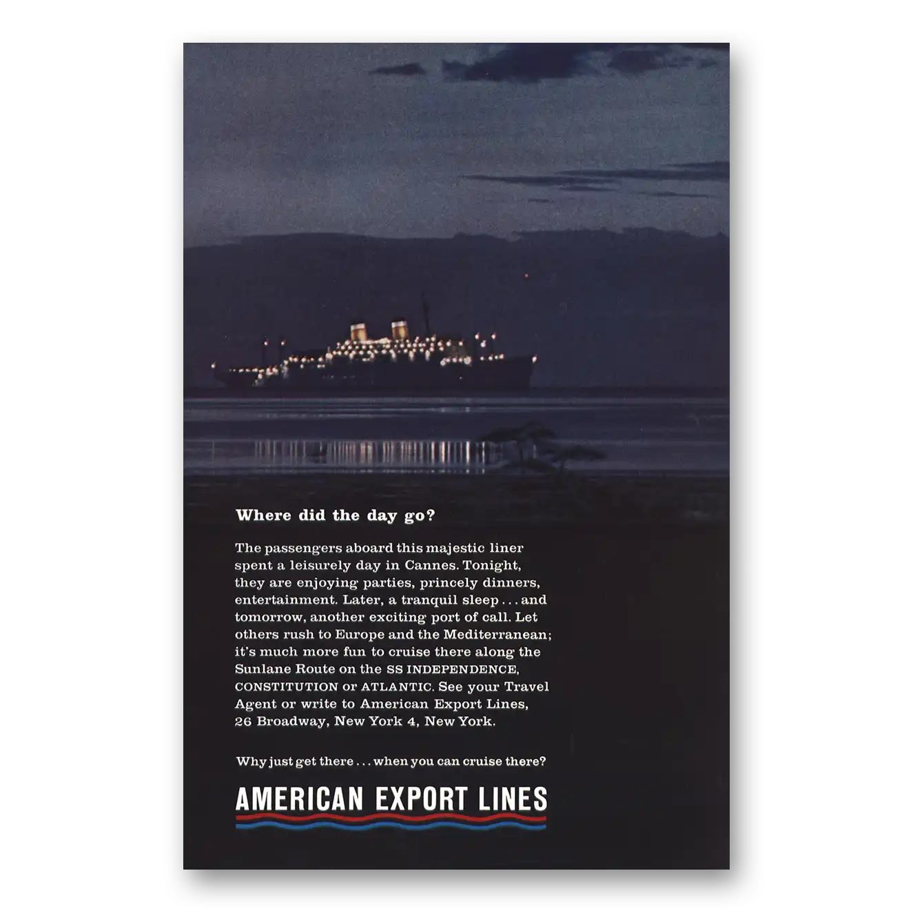 1963 American Export Lines Where Did the Day Go Vintage Magazine Print Ad