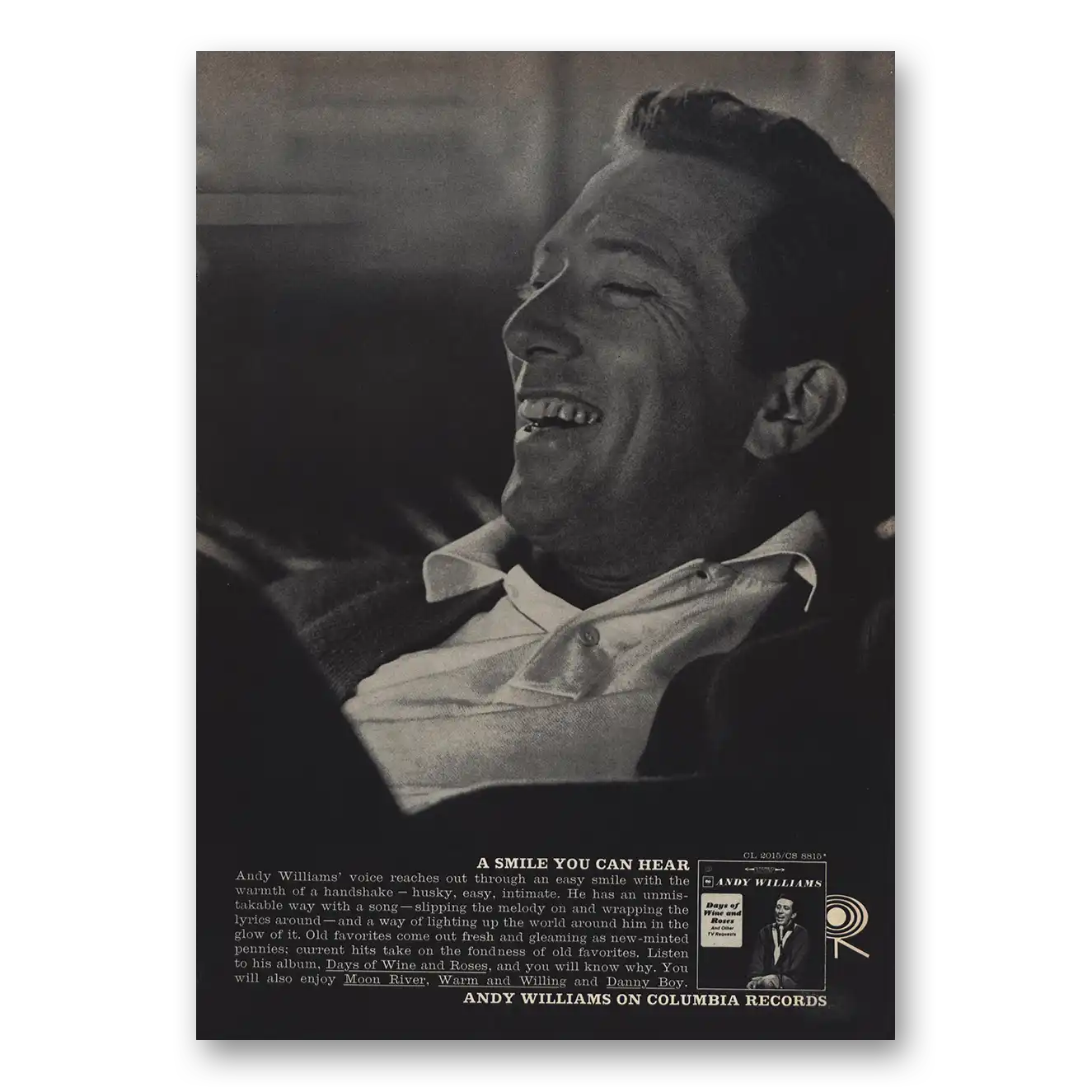 1963 Andy Williams Promo Smile You Can Hear Vintage Magazine Print Ad