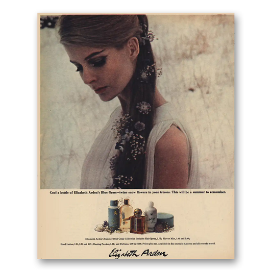 1963 Elizabeth Arden Cool Bottle Blue Grass Vintage Magazine Print Ad